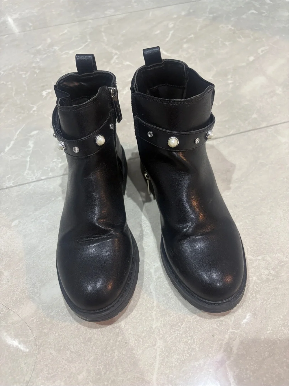 Marc Fisher Black Pearl-Accent Kids Ankle Boots